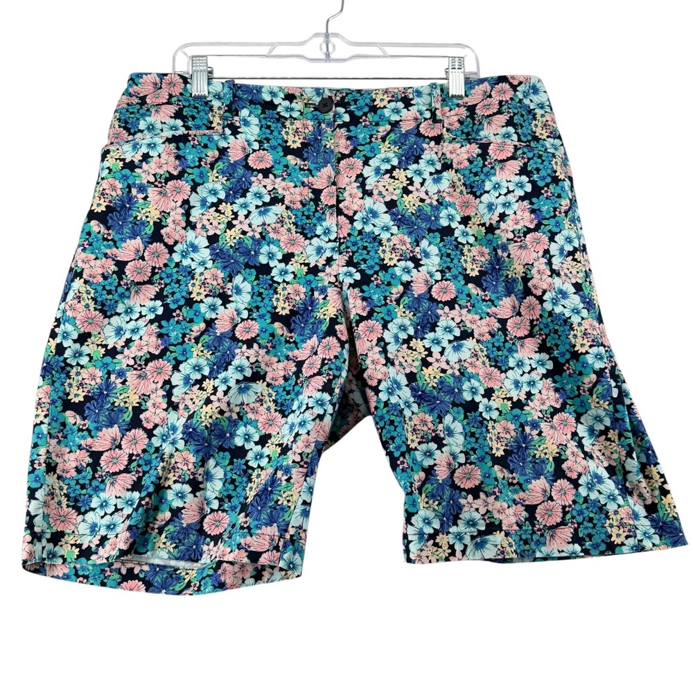 Talbots Floral Bermuda Shorts Womens Plus 16W Cotton Stretch Resort Coastal